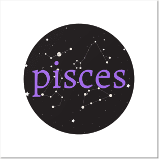 Pisces Zodiac Star Sign Circle Posters and Art
